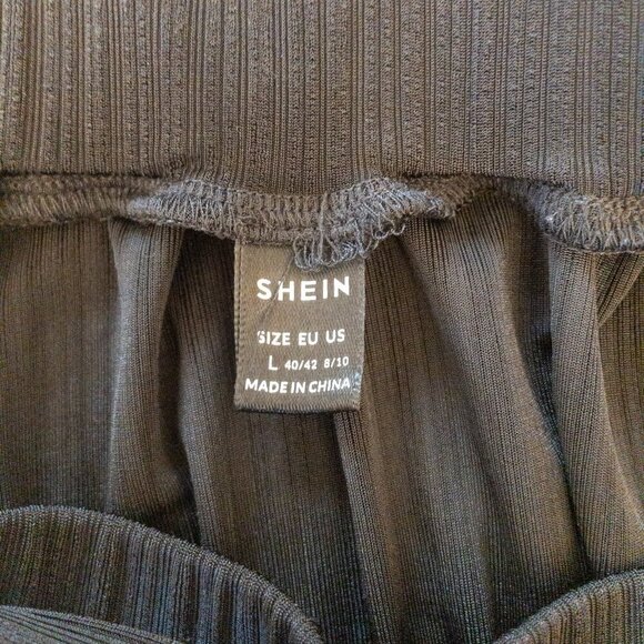 SHEIN Black Ribbed Mini Skirt with Tie Waist – Size Large - Picture 3 of 4